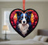 Border Collie Stained Glass Effect Heart Suncatcher
